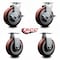 Service Caster Tool Box Caster Wheel Set 6'' Maroon Polyurethane Swivel Casters, 4PK TOOL-SCC-20S620-PPUR-TLB-2-R-2 - alternate 2